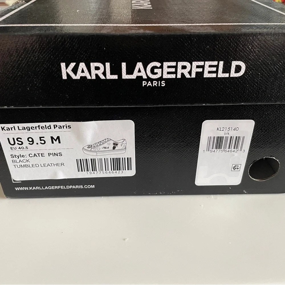 Karl Lagerfeld Black Sneakers with Heart and Cat Accents - Picture 9 of 9